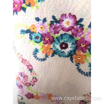 polyester mechanical seersucker print fabric